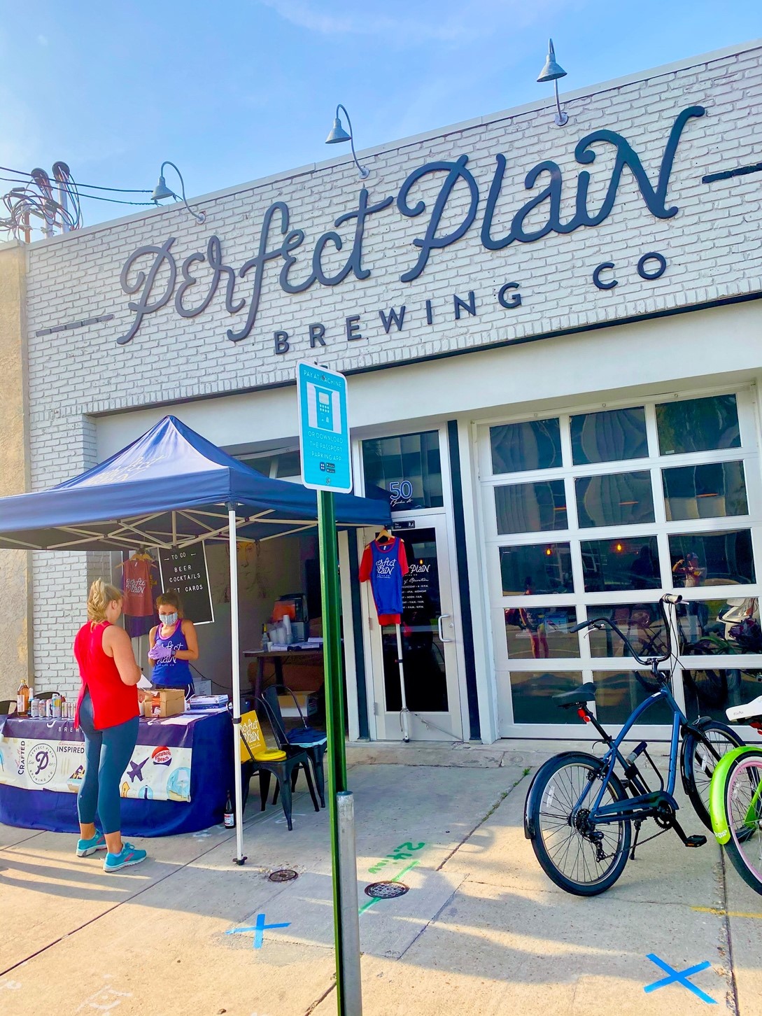 Temporary tent in front of a Craft Brew Store