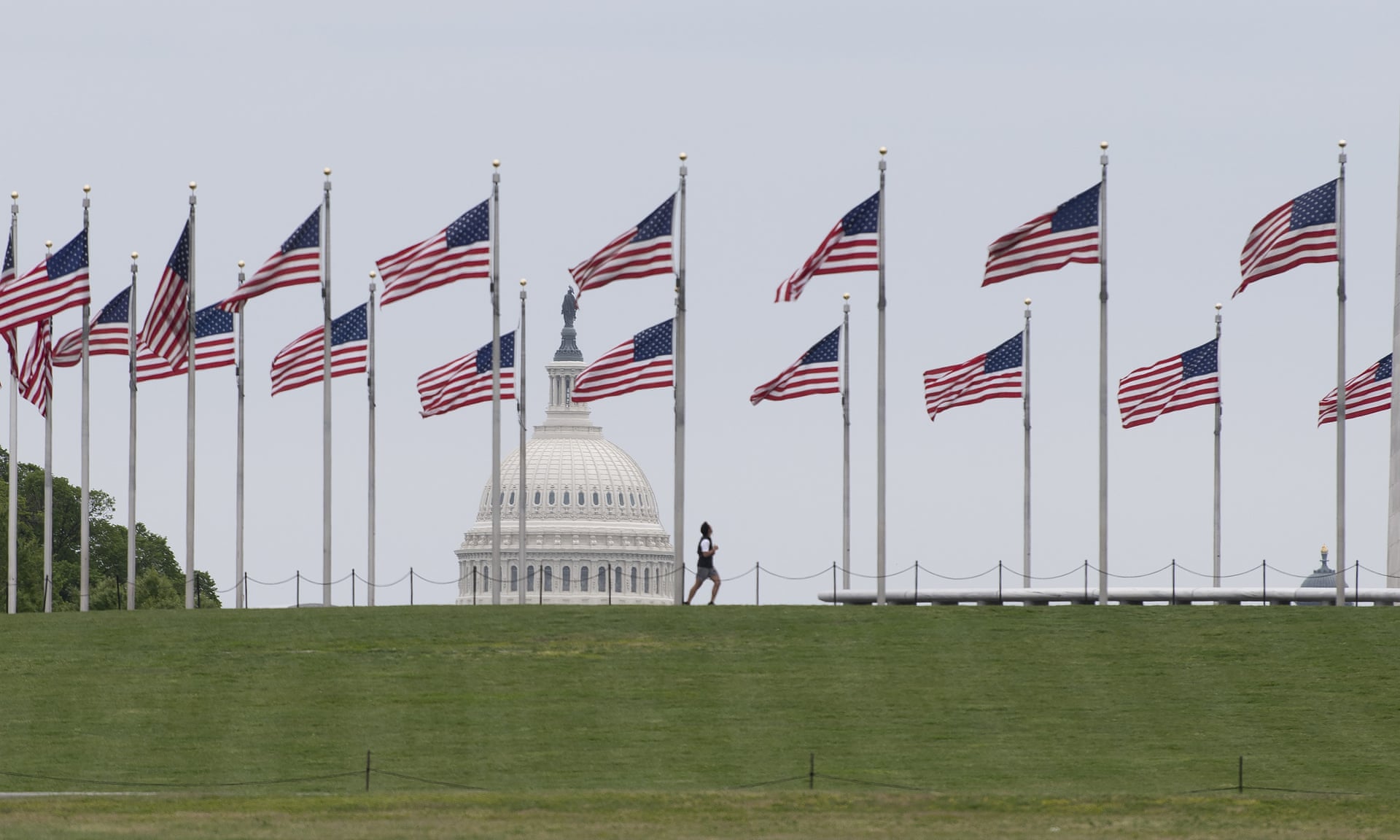 US Flags in front of the Capital